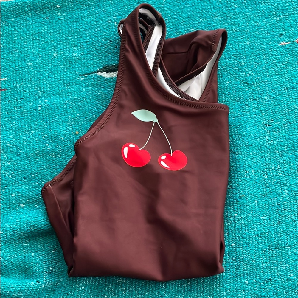 Cherry Print Brown Swimsuit M 🍒 - Picture 8 of 8
